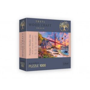 Puzzle en bois - Sunset at Golden gate 1000 pièces - Wood craft Trefl